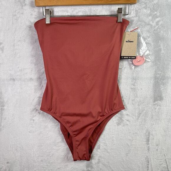 Nike Women's One Piece Swimsuit in Rust and Pink - Picture 2 of 12